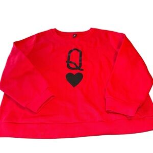 SHEIN Curve Plus Size Women’s Pull Over Sweatshirt Red Queen Of Hearts Size 4XL